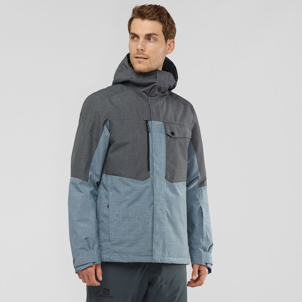 Veste De Ski Salomon Homme Bleu - Salomon POWDERSTASH M - France (6073-MPZCB)